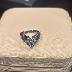 Amethyst on Hematite Ring